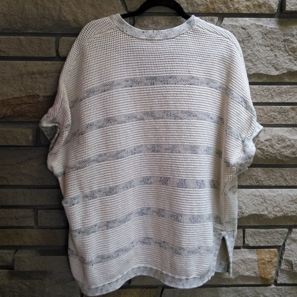 VINCE Speckle Stitch Popover Sweater Top Tunic Cream Stripe S/S sz S EUC! - Picture 8 of 8